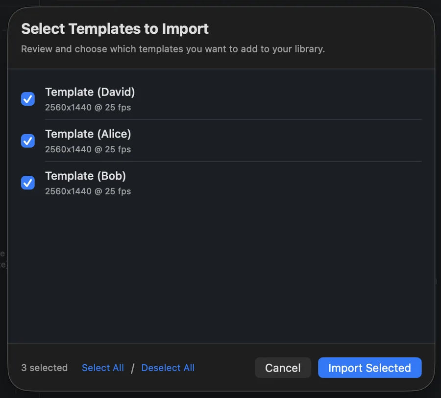 TitleFlow template import confirmation